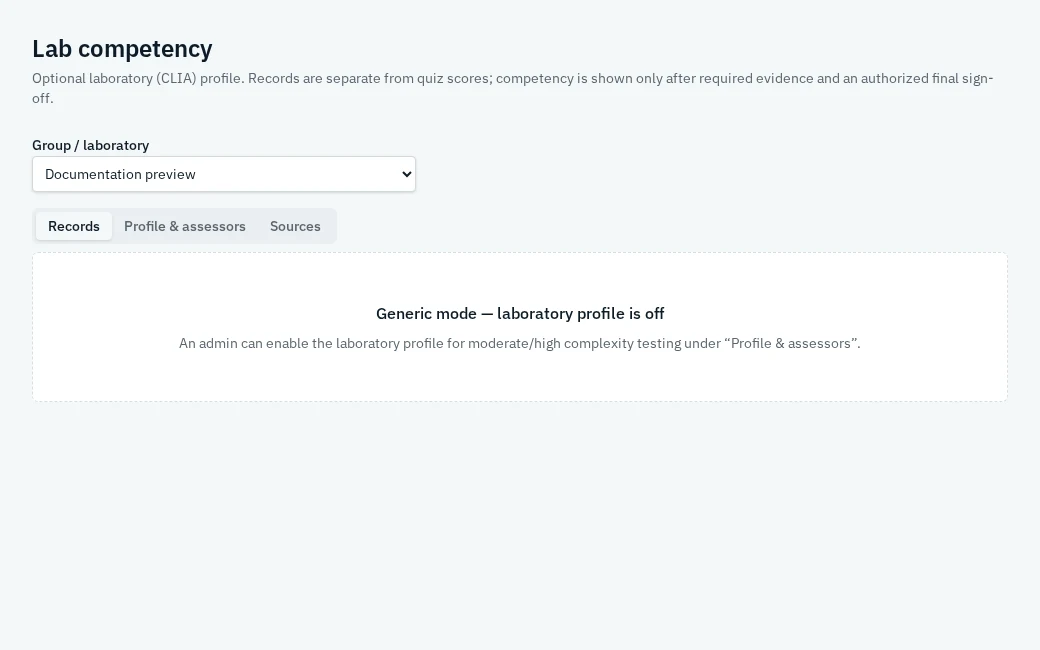 Generic mode: the optional lab workflow is off